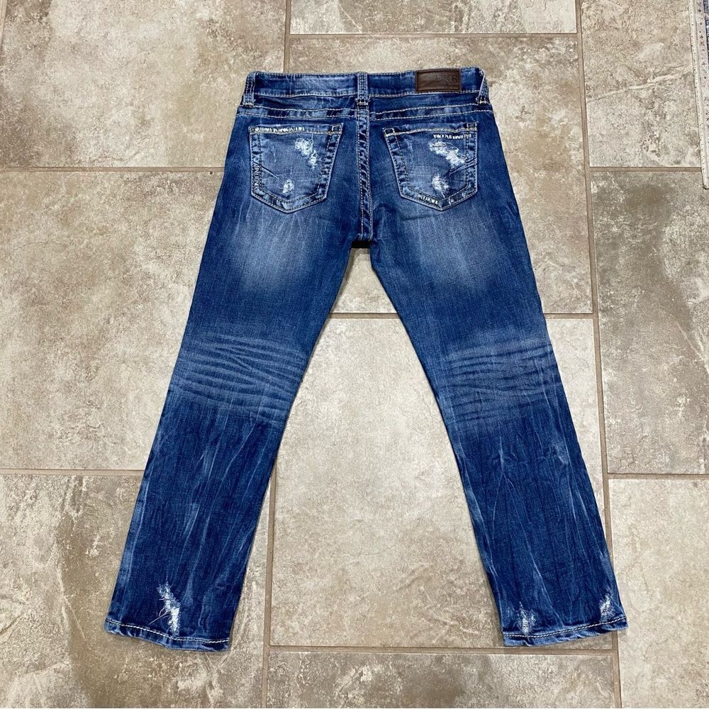 BKE 27x25 Sabrina Distressed Low Rise Stretch Cropped Denim Jeans EUC - Picture 4 of 10
